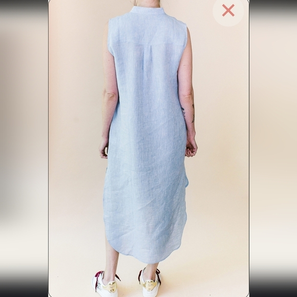 NWT! Harshman,Attwell Linen Button -Down Dress,Light Blue Micro Stripe, Size XS - Picture 3 of 4